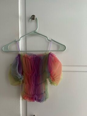 Lirika Matoshi Rainbow Tulle Top - Pastel Gradient